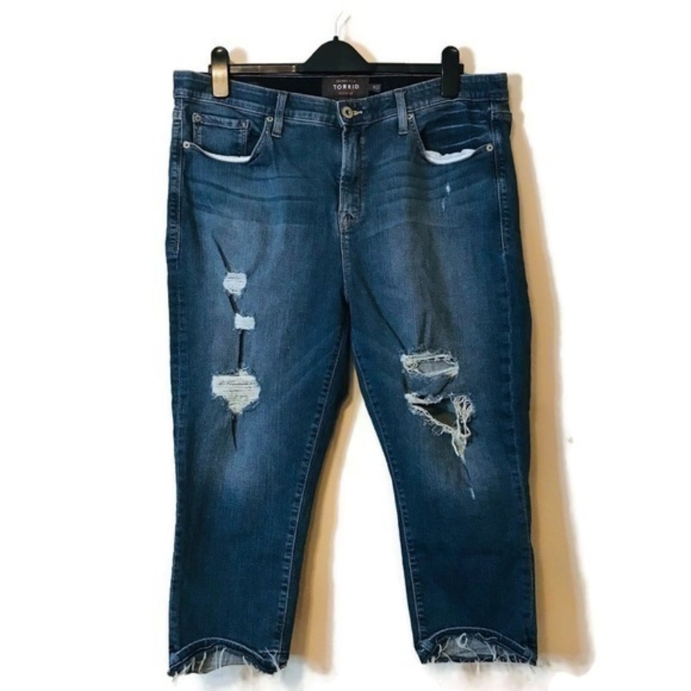Torrid Distressed Crop Sky High Skinny Premium Stretch High-Rise Jeans size 20
